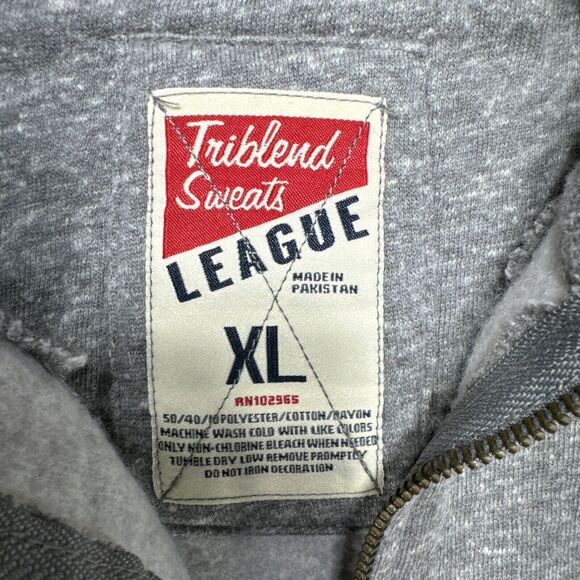 Triblend Sweats League 1/4 Zip Sweatshirt Mens XL Gray Cardinal Athleisure Sport - Picture 4 of 10